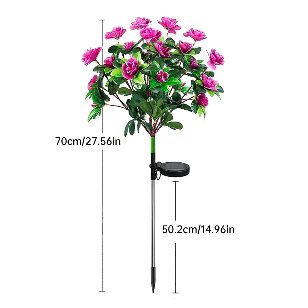 LED Solar Light Waterproof Azalea Solar Flowers Lamp Outdoor Decorative for Garden Yard Lawn Path Lighting Holiday Wedding Decor