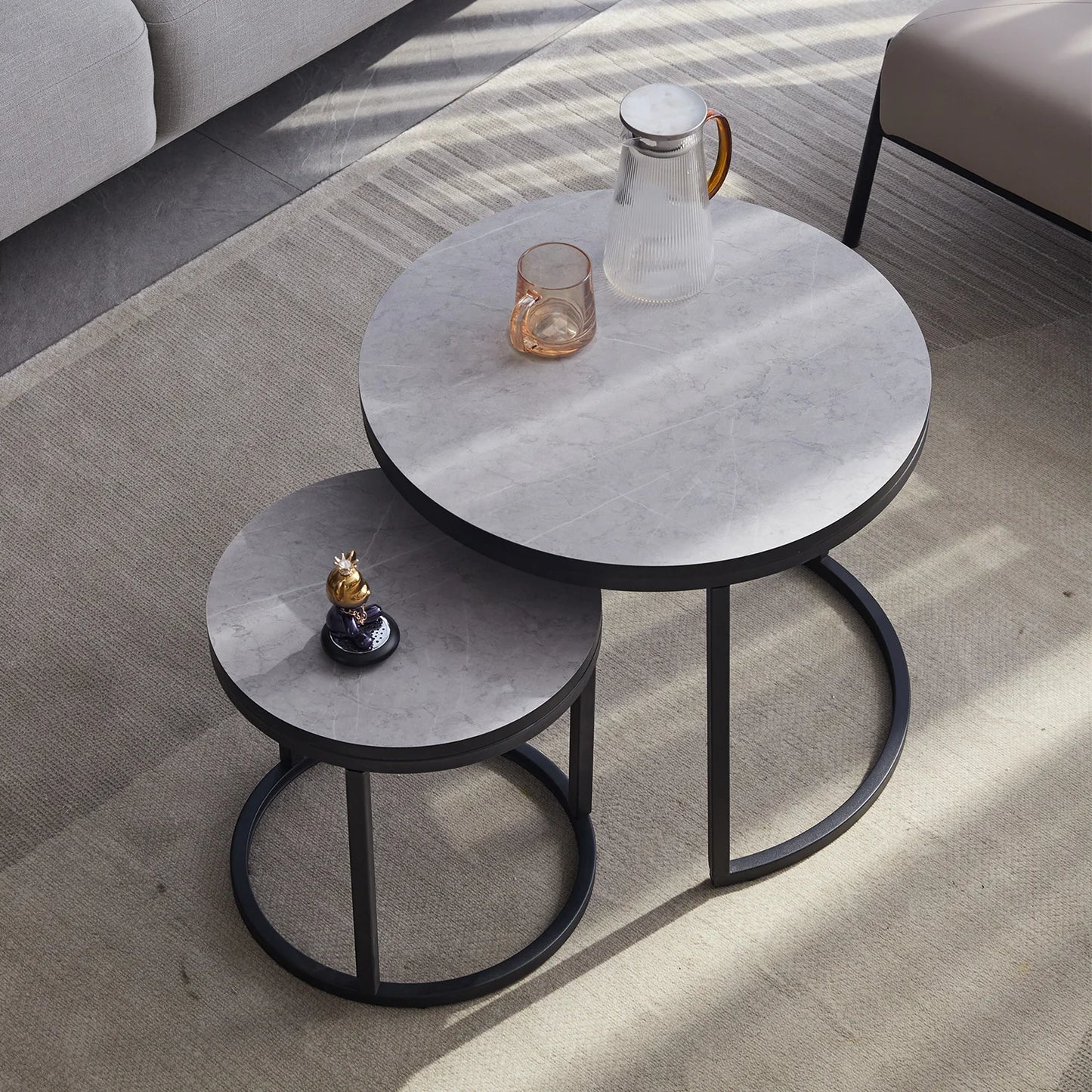 2Pcs Nordic Coffee Table 2 in 1 Round Combination Office Tea table Modern Minimalist Home Sofa Ins Side Table Living Room