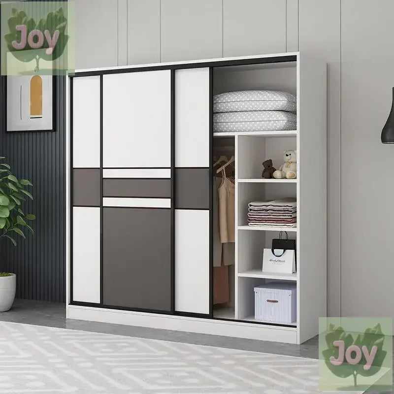 Wardrobe Home Bedroom Simple Assembly Sliding Door Wardrobe Rental Room Children's Modern Simple Small Storage Cabinet