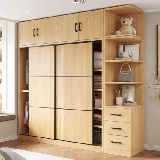 household bedroom small apartment sliding door storage rental room large wardrobe