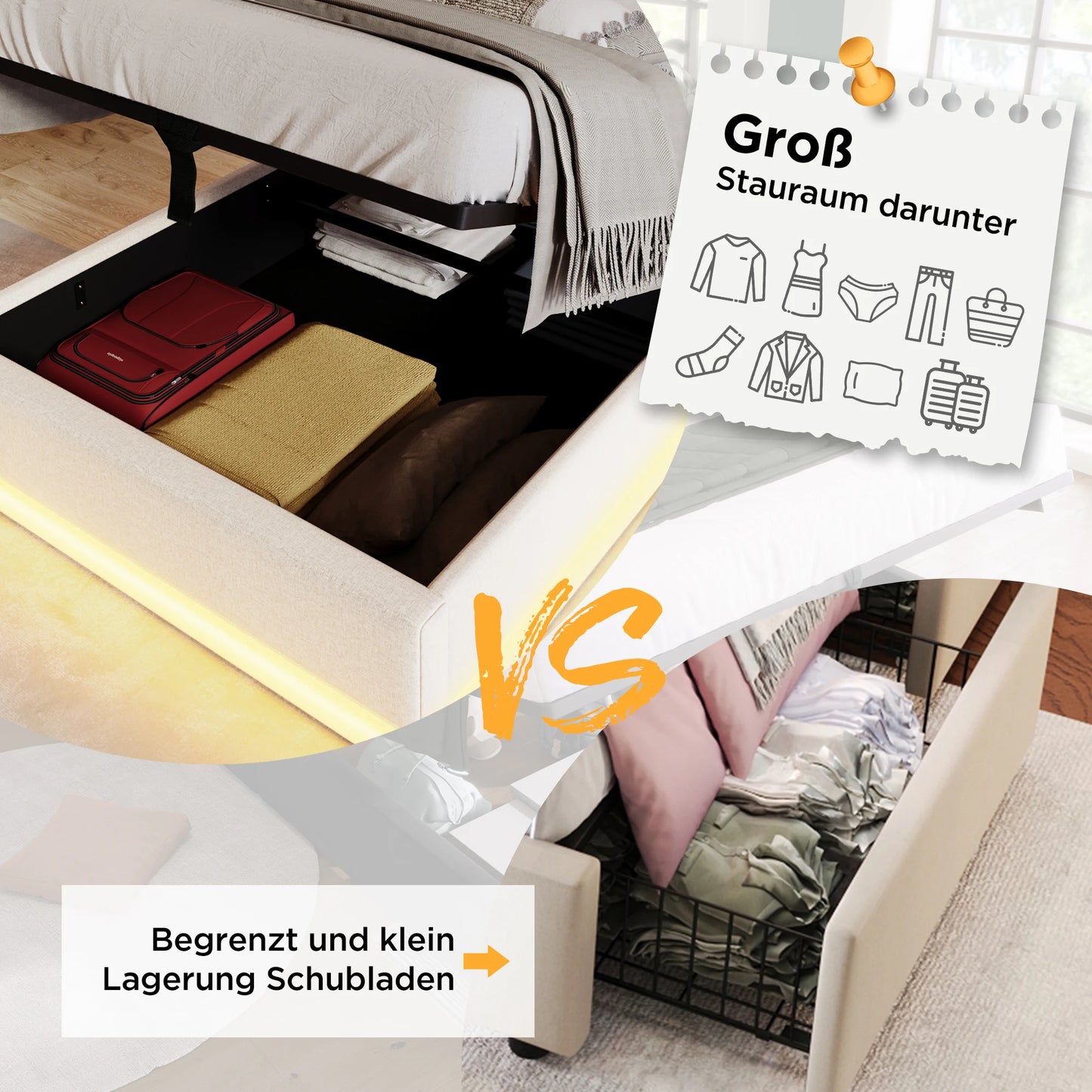 Merax Upholstery bed 90x200 Single Bed USB C Headboard 3 Sided Hydraulic Bed Storage White PU