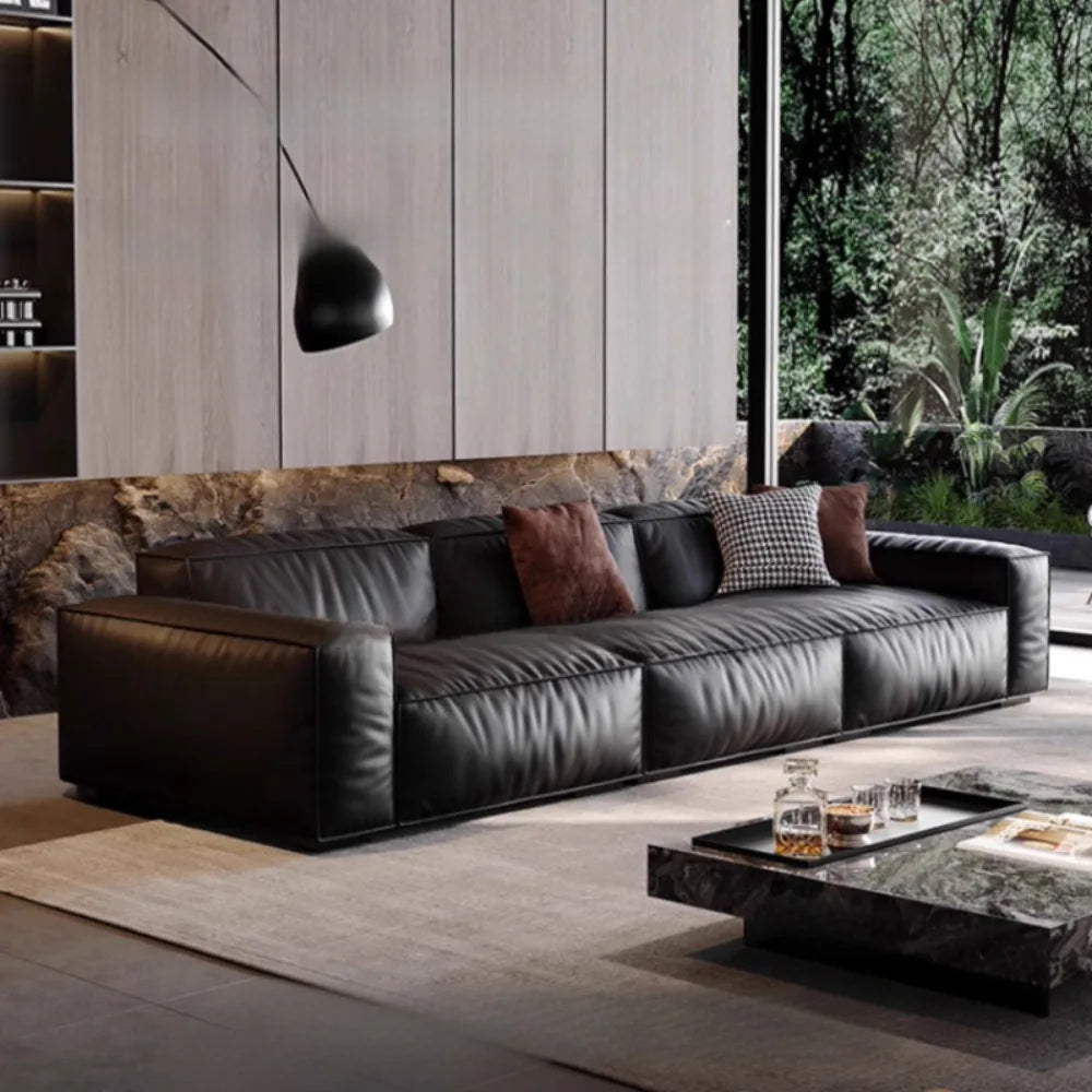 Family Italian Living Room Sofas Genuine Leather Sectional Apartment Relaxing Sofa Elegant Comfortable Muebles Home Furniture