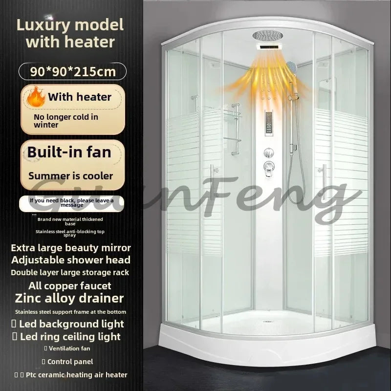 Prefabricated Bathroom Overall Room Pulley Glass Fan-Shaped Partition Bath Home Integrated Closed Bath Room