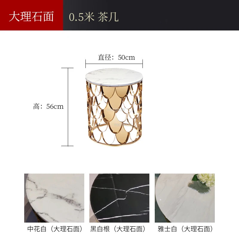Nordic Light Luxury Metal Coffee Tables Home Furniture Living Room Designer Fish Scale Side Table Bedroom Creative Bedside Table