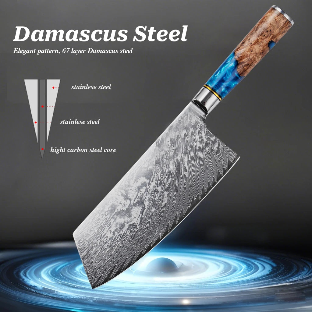 Kitchen Knives-Set Damascus Steel VG10 Chef Knife Cleaver Paring Bread Knife Blue Resin Handle  set

Kochtöpfe,Topf Set. Küche
