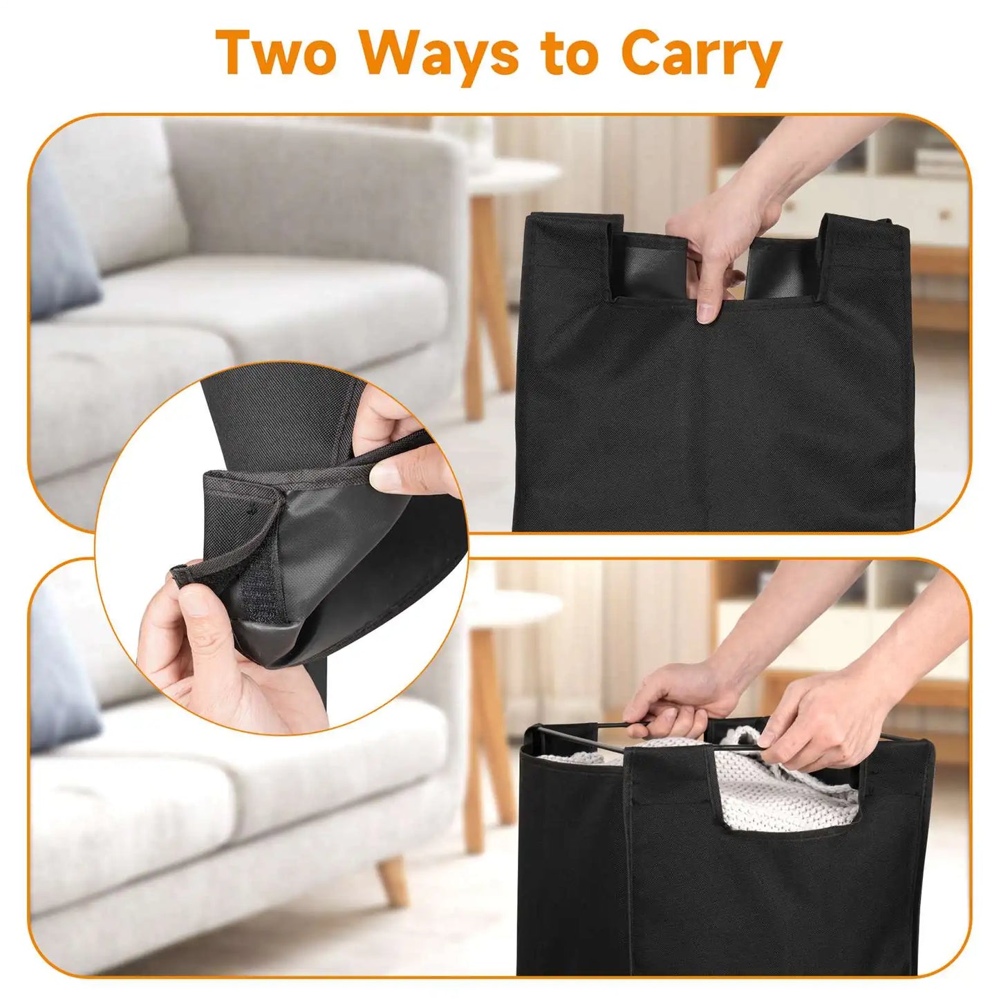 Custom Large Double Laundry Basket Freestanding Laundry Sorter Storage 2 Sections Laundry Basket with Top