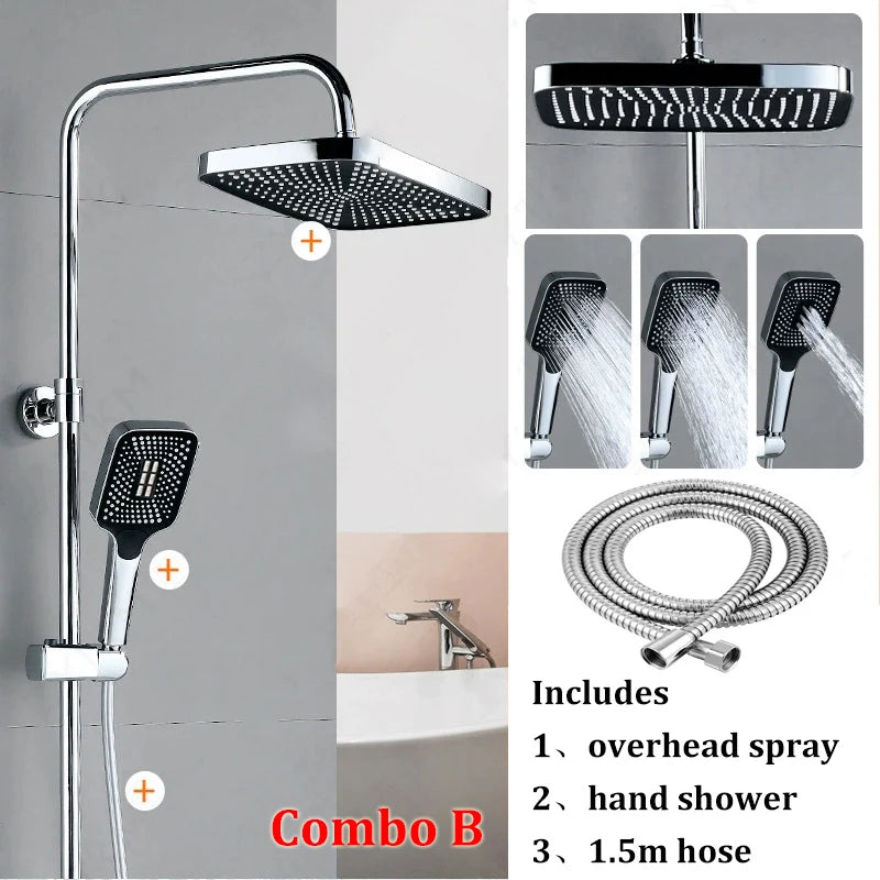 Shower Combo 12 inch Large Panel Rain Shower Head/Handheld Shower Combination Bathroom Handheld Three-mode Booster Set