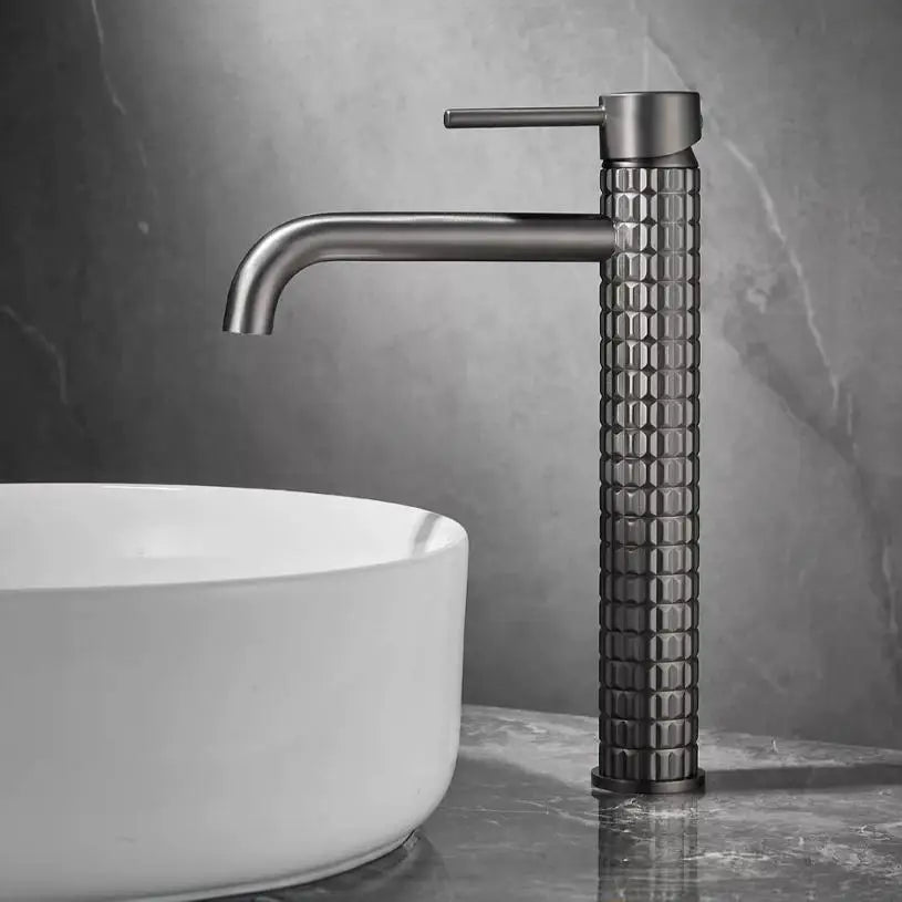 Brass bathroom basin faucet diamond single handle design high-end hotel cold and hot dual control basin high & low faucet