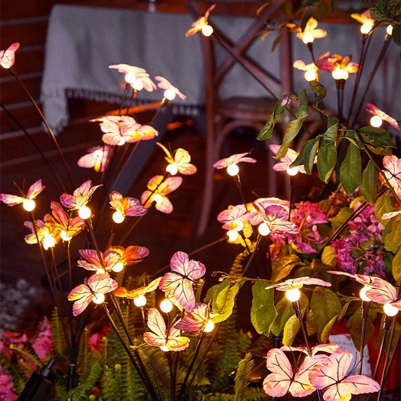 Solar Butterfly LED Fairy Lights Outdoor Waterproof Firefly String Lights For Garden Lawn Yard Decor Wedding Party Warm White