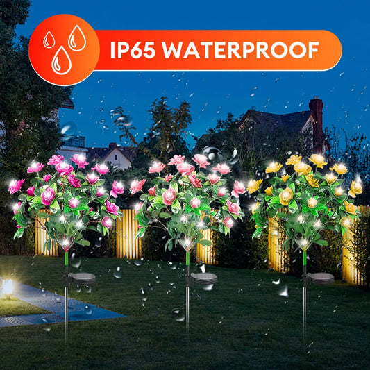 LED Solar Light Waterproof Azalea Solar Flowers Lamp Outdoor Decorative for Garden Yard Lawn Path Lighting Holiday Wedding Decor