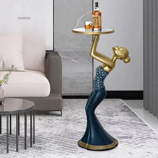 Designer Resin Coffee Tables Light Luxury Floor-standing Ornaments Home Living Room Sofa Side Table Artistic Home Decorations AA