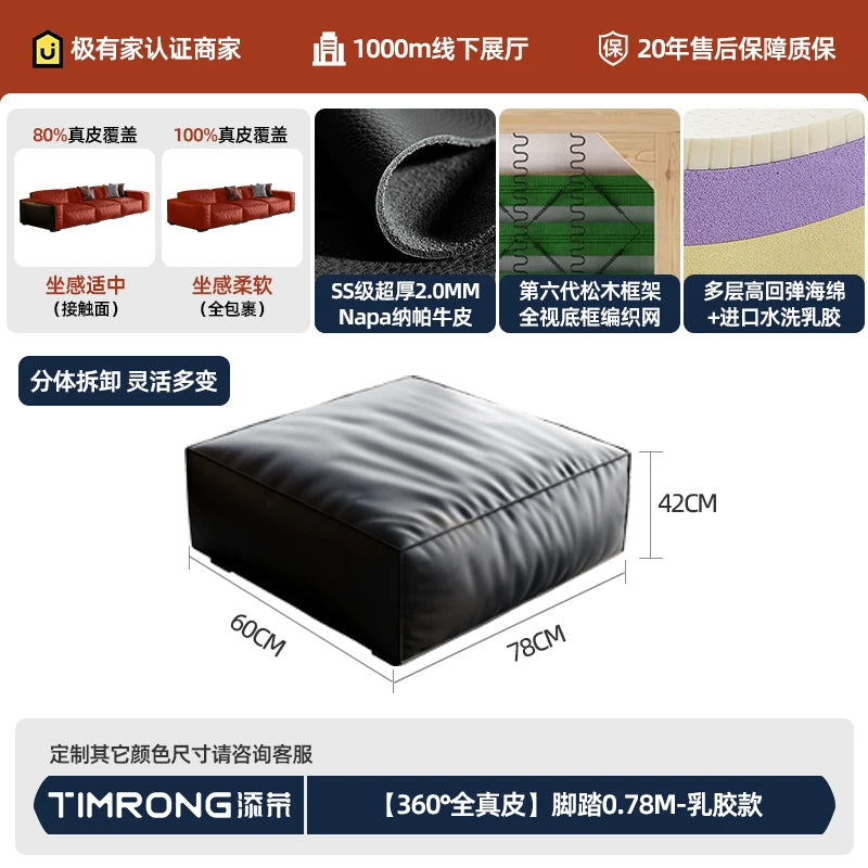 Family Italian Living Room Sofas Genuine Leather Sectional Apartment Relaxing Sofa Elegant Comfortable Muebles Home Furniture