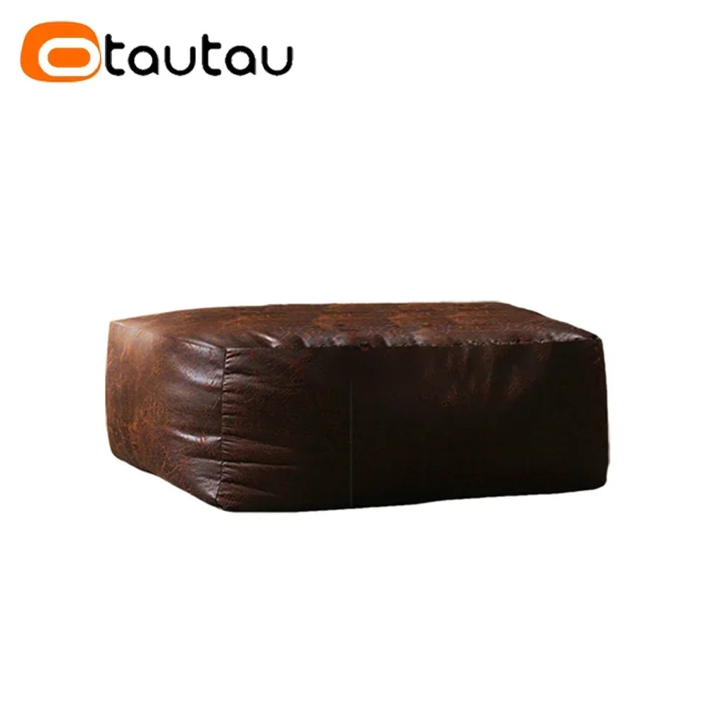 OTAUTAU Filled Adults Faux Retro Suede Leather Pouf Bean Bag with Filler Comfy King Size Armchair Lazy Single Sofa SF042