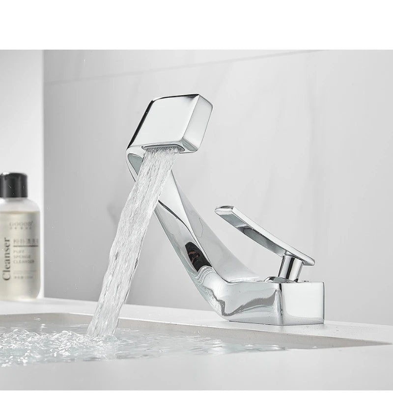 Single Handle Single Hole Fashion Wash Basin Sink Faucet Hot and Cold Bathroom Faucet Deck-mounted Faucet