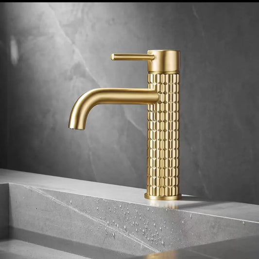 Brass bathroom basin faucet diamond single handle design high-end hotel cold and hot dual control basin high & low faucet