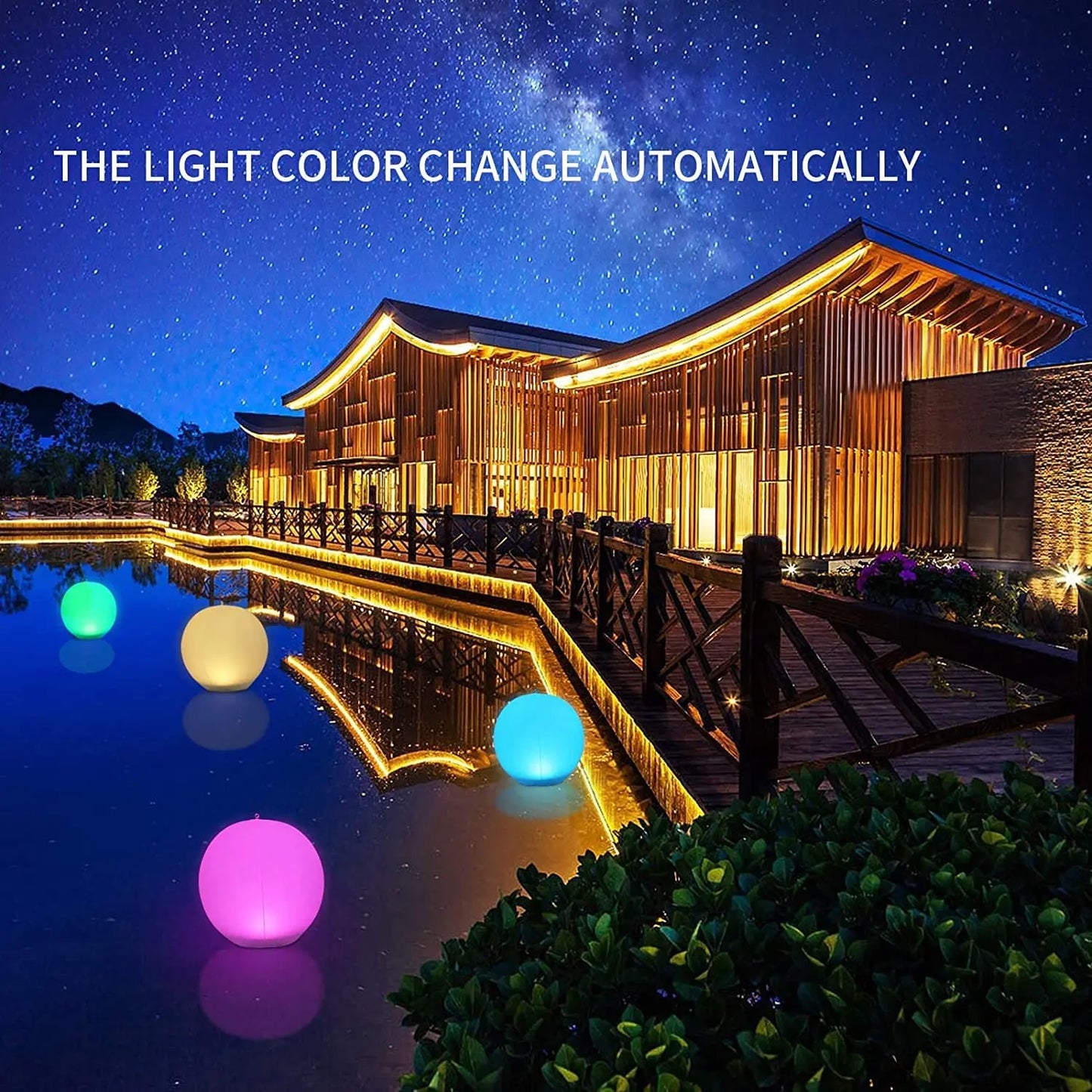 34CM Solar Floating Light, IP67 Waterproof LED Solar Globe, 4 Modes Light Ball, Outdoor Color Changing LED Night Lamp, Party