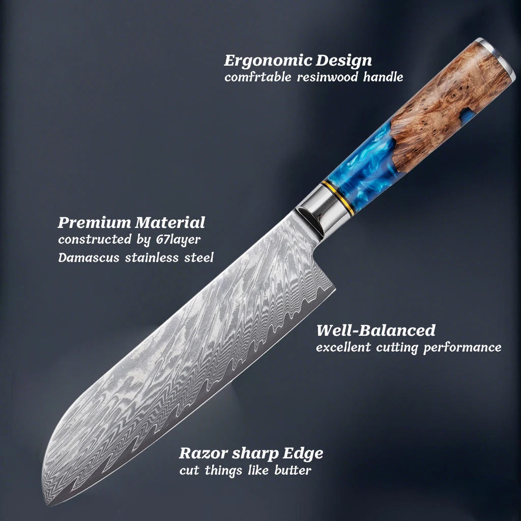 Kitchen Knives-Set Damascus Steel VG10 Chef Knife Cleaver Paring Bread Knife Blue Resin Handle  set

Kochtöpfe,Topf Set. Küche