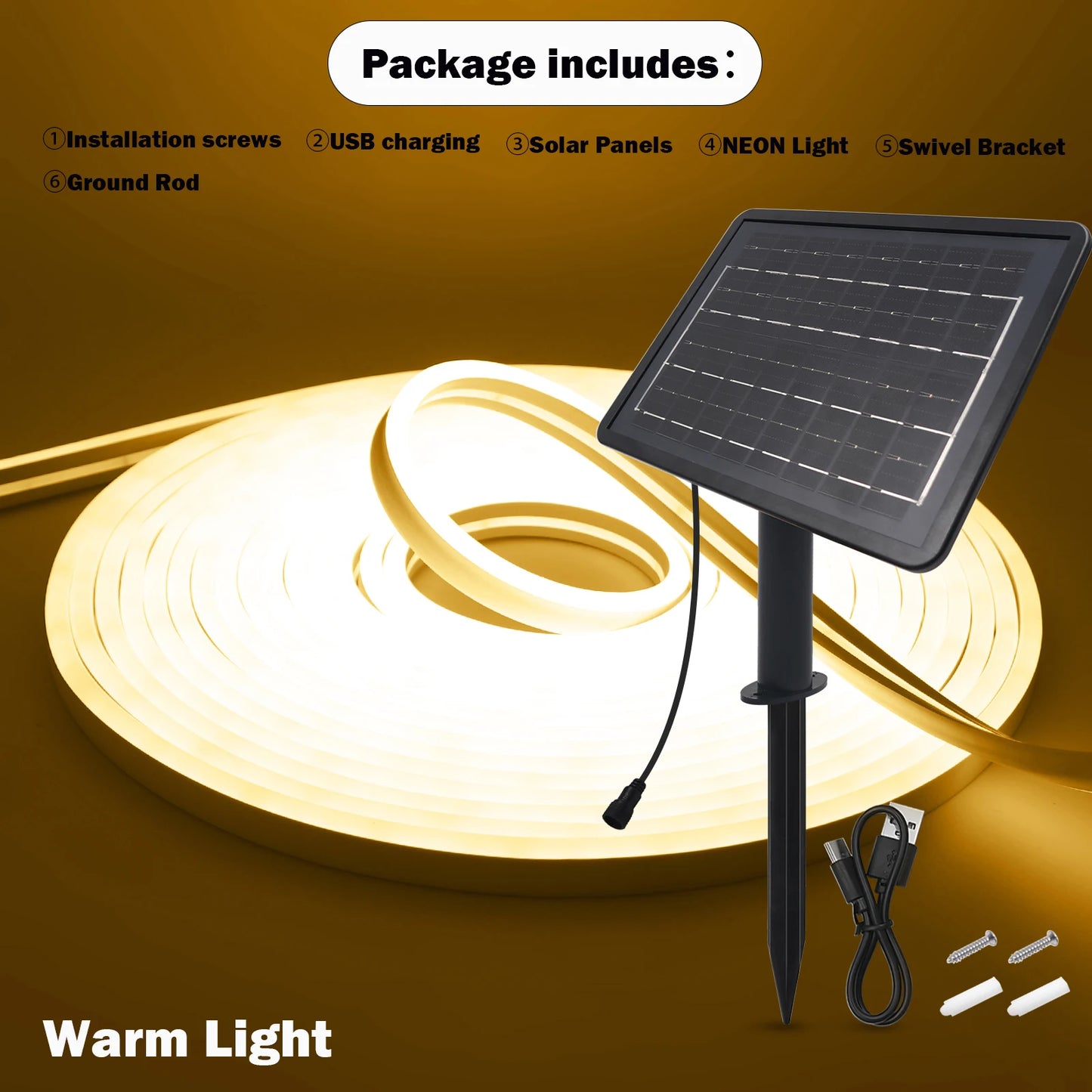 DC24V Solar/USB Powered COB Neon Strips Light Waterproof 120LEDS/M 6X12MM 3000K 6000K Home Garden Decor Flexible Neon Rope Light