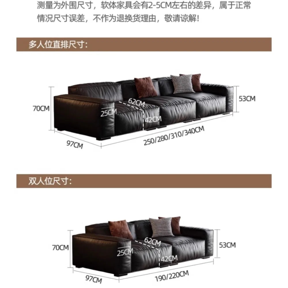 Family Italian Living Room Sofas Genuine Leather Sectional Apartment Relaxing Sofa Elegant Comfortable Muebles Home Furniture