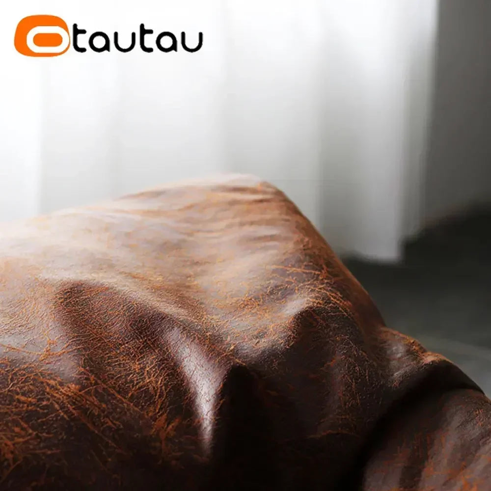 OTAUTAU Filled Adults Faux Retro Suede Leather Pouf Bean Bag with Filler Comfy King Size Armchair Lazy Single Sofa SF042