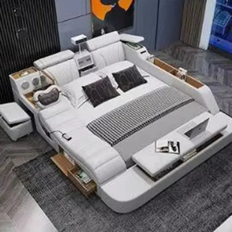 Regale Storage Double Bed Projector Antique Bedroom Comferter Beds Adults Flexible Sleeping Letto Matrimoniale Salon Furniture